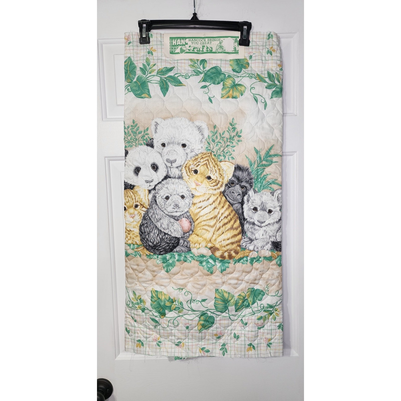 Babies Of The Wild Hancock Crafts Vintage Quilt Baby Blanket Panel 45" W x 34" L
