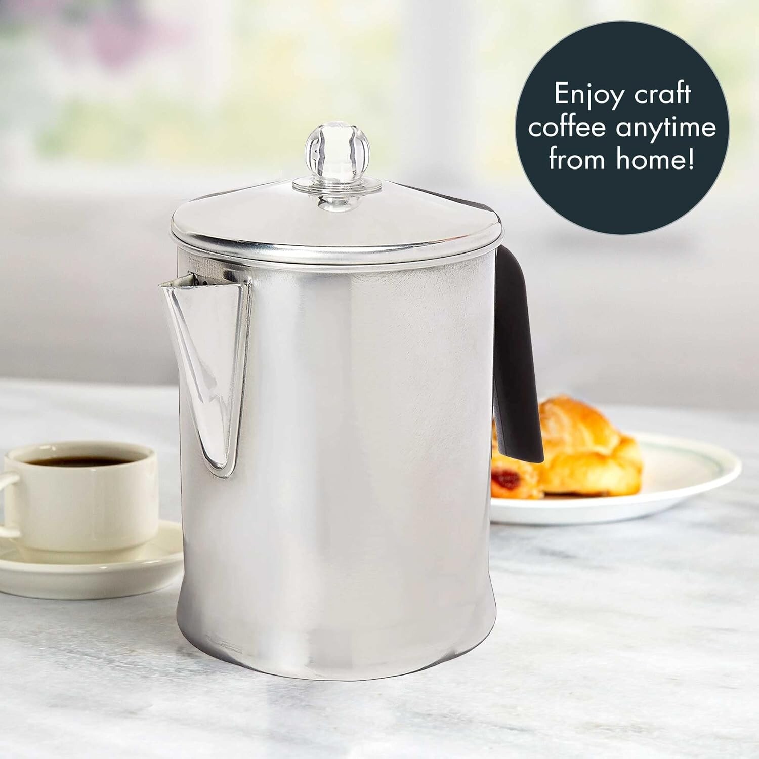Heavy Duty Stove Top Percolator Coffee Pot Maker 9-Cup