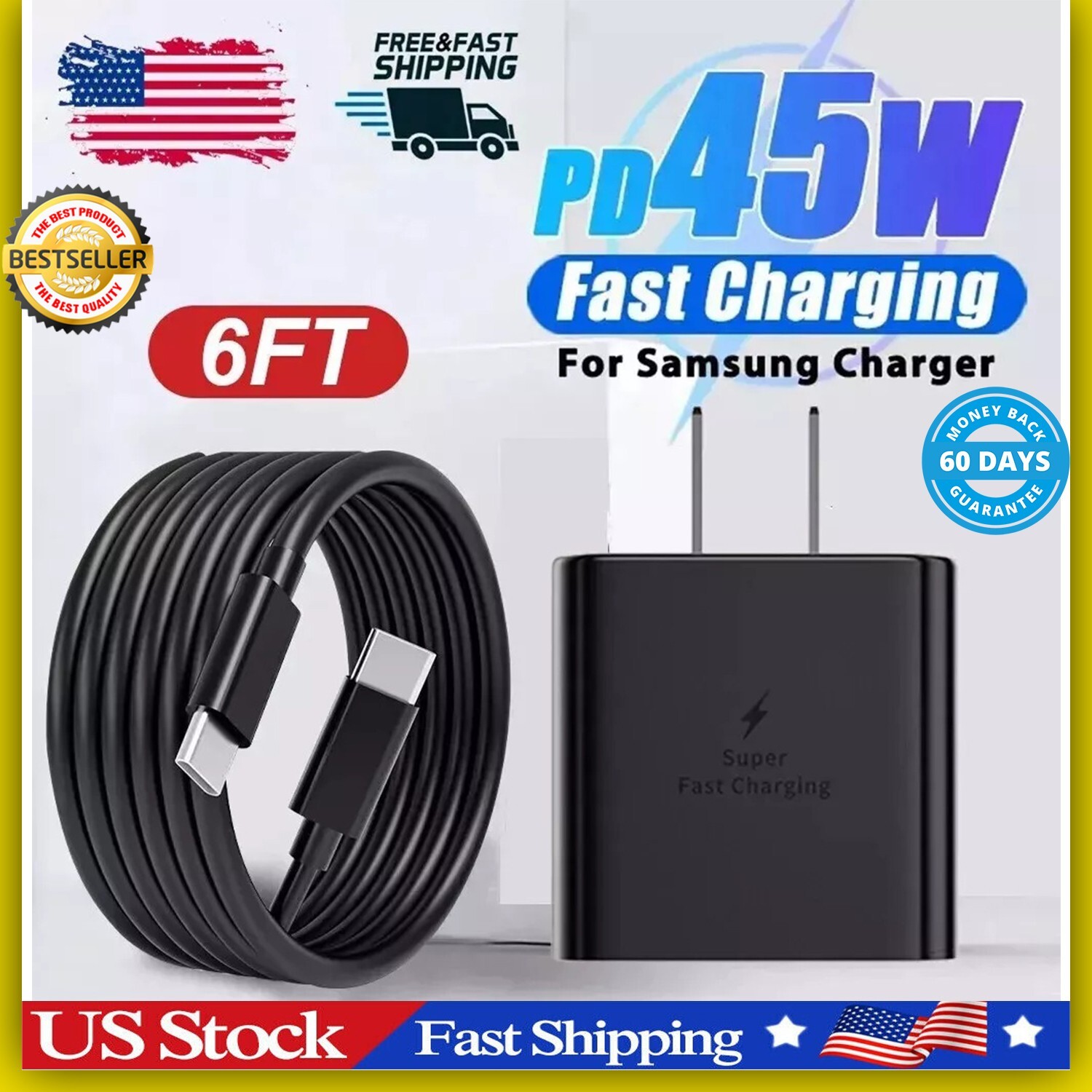 Original Carga Rapida Tipo C 45W Cargador Para Samsung Galaxy S24/S23/S22/Z Flip