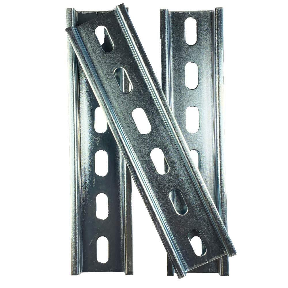 ICI 3 Pieces DIN Rail Slotted Steel Zinc Plated RoHS 6" Long 35mm Wide 7.5mm ...