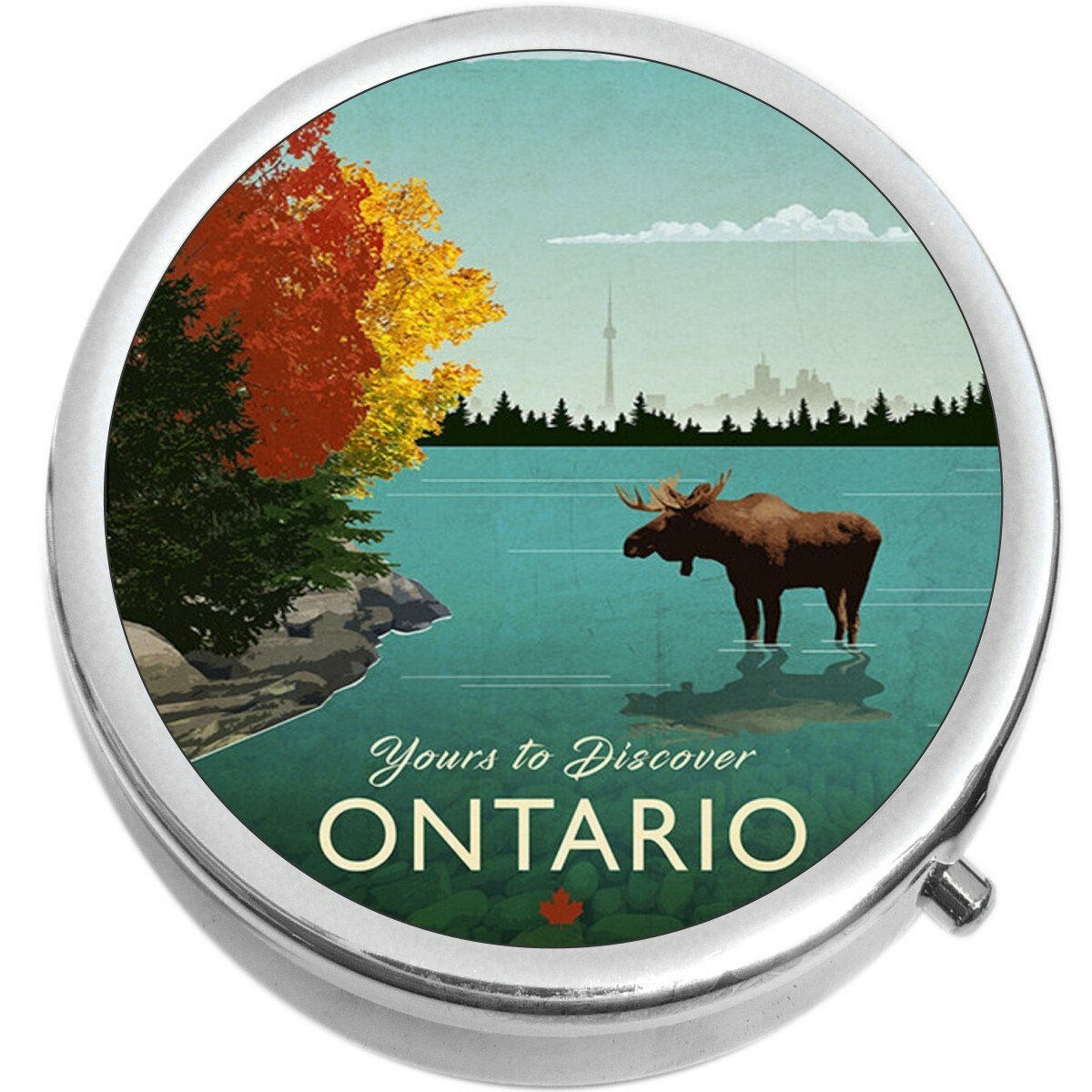 Ontario Moose  Medicine Vitamin Compact Pill Box