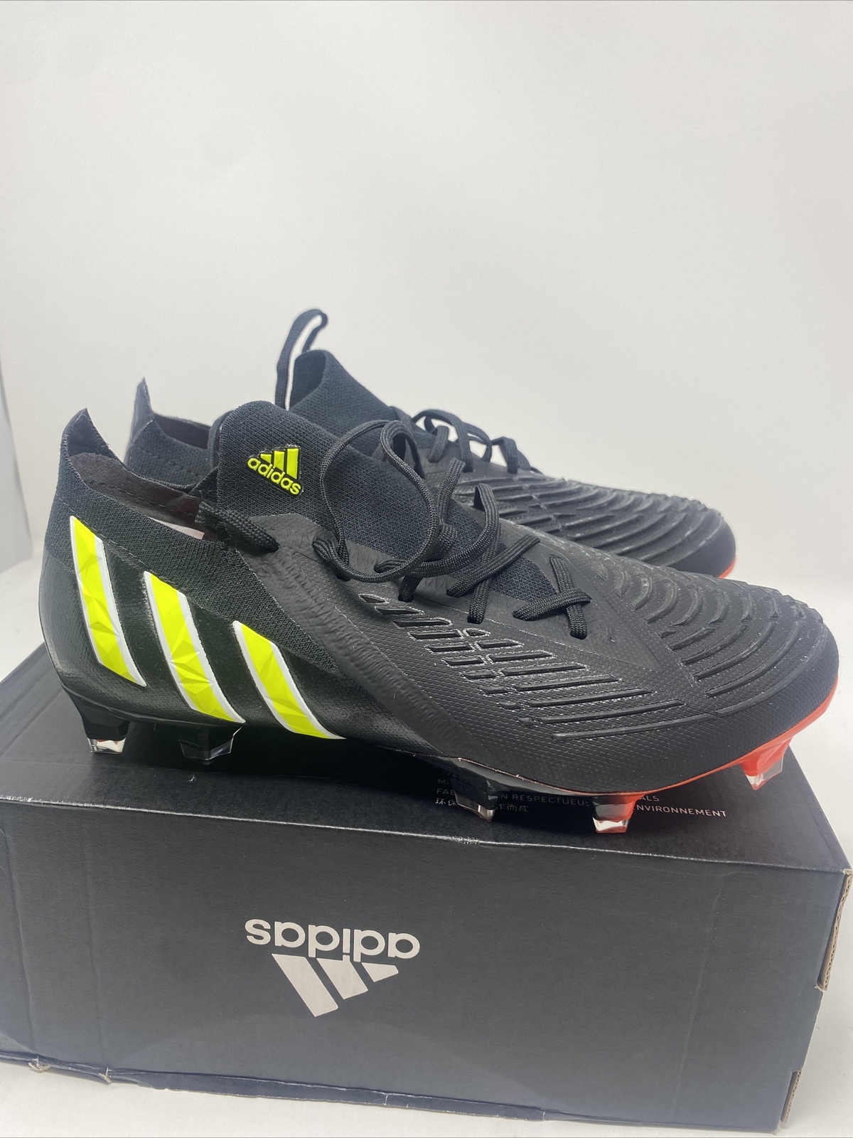 Adidas Predator Edge.1 L FG Soccer Cleats Black Red GW1023 Mens Sz 6 Women’s  7