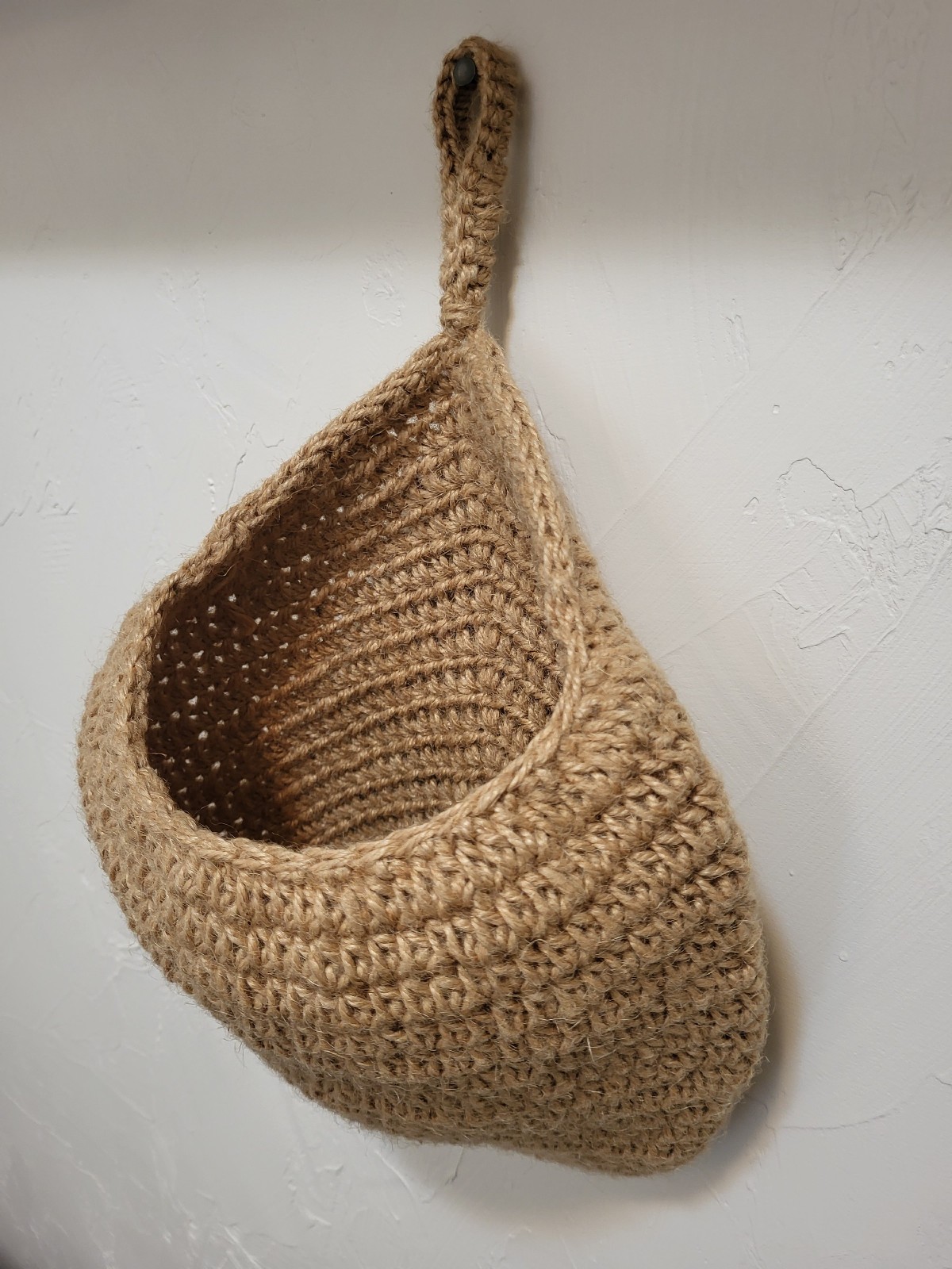 Wall Pocket Basket 11 x  9 Wall Hanging Basket Woven Jute Light Brown
