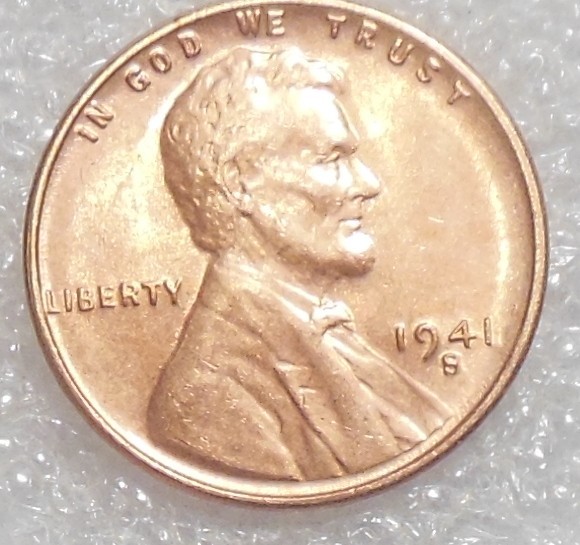1941 S large S  RED  Uncirculated  Wheat Cent