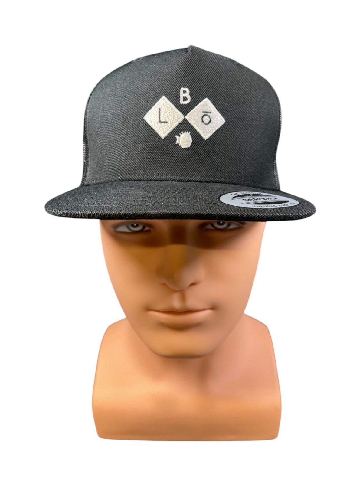 BLōFISH Branded and Logoed Cap Black Trucker mesh snap back closure