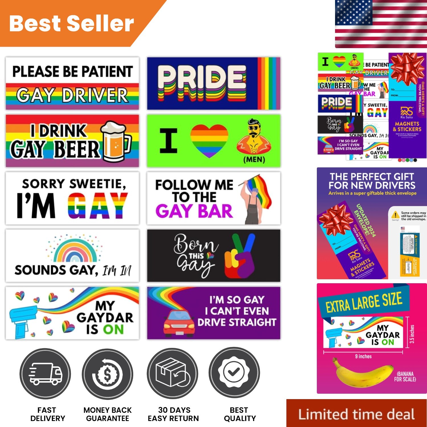 Vibrant Pride 10-Pack Adult Prank Magnets - Perfect for Gag Gifts