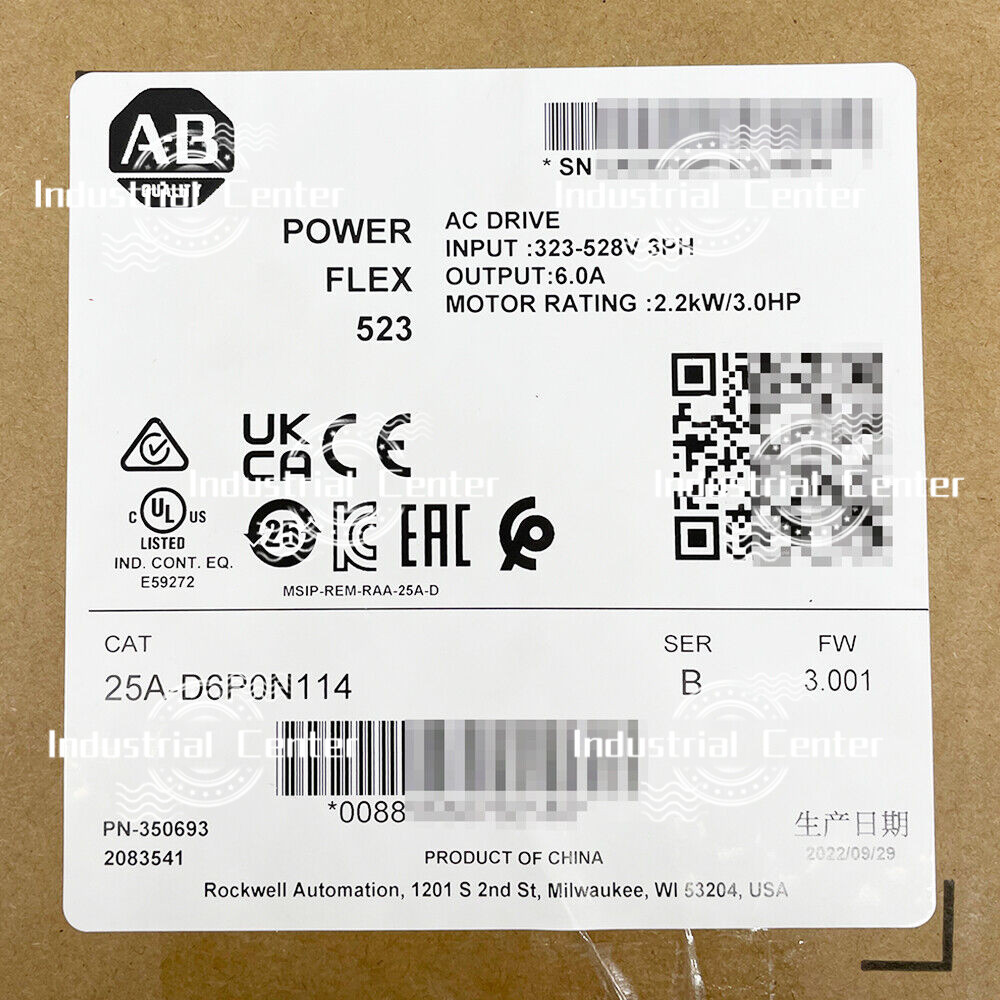 25A-D6P0N114 AB PowerFlex 523 2.2kW (3Hp) AC Drive Spot Goods Brand New in Box!