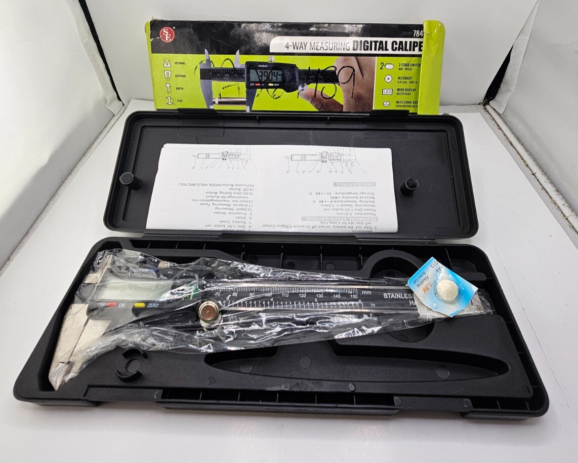Stainless Steel Digital Caliper w / Extra-Large LCD Screen SAE & MM 784EC