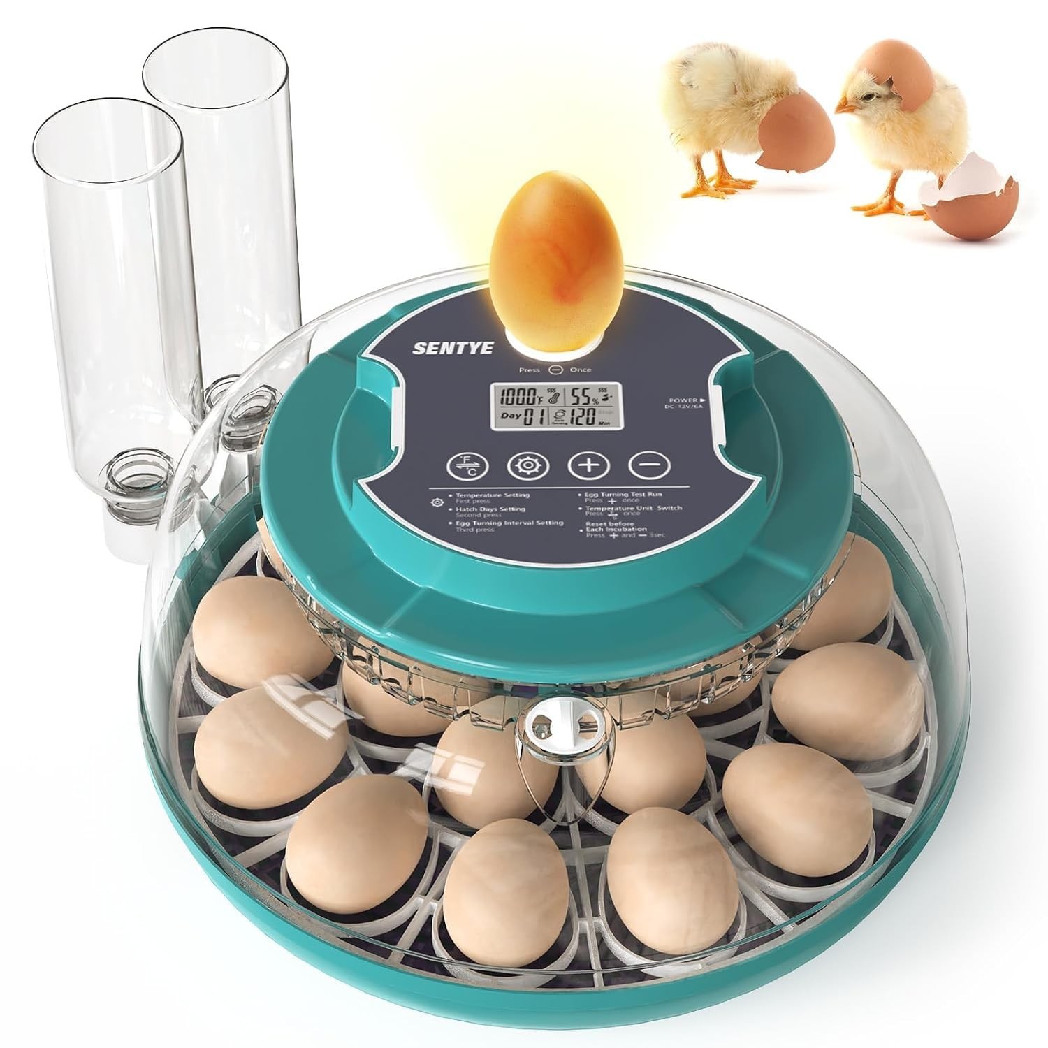 Automatic Egg Hatcher with LED Screen, Large Egg with Adjustable Turning & Hu...
