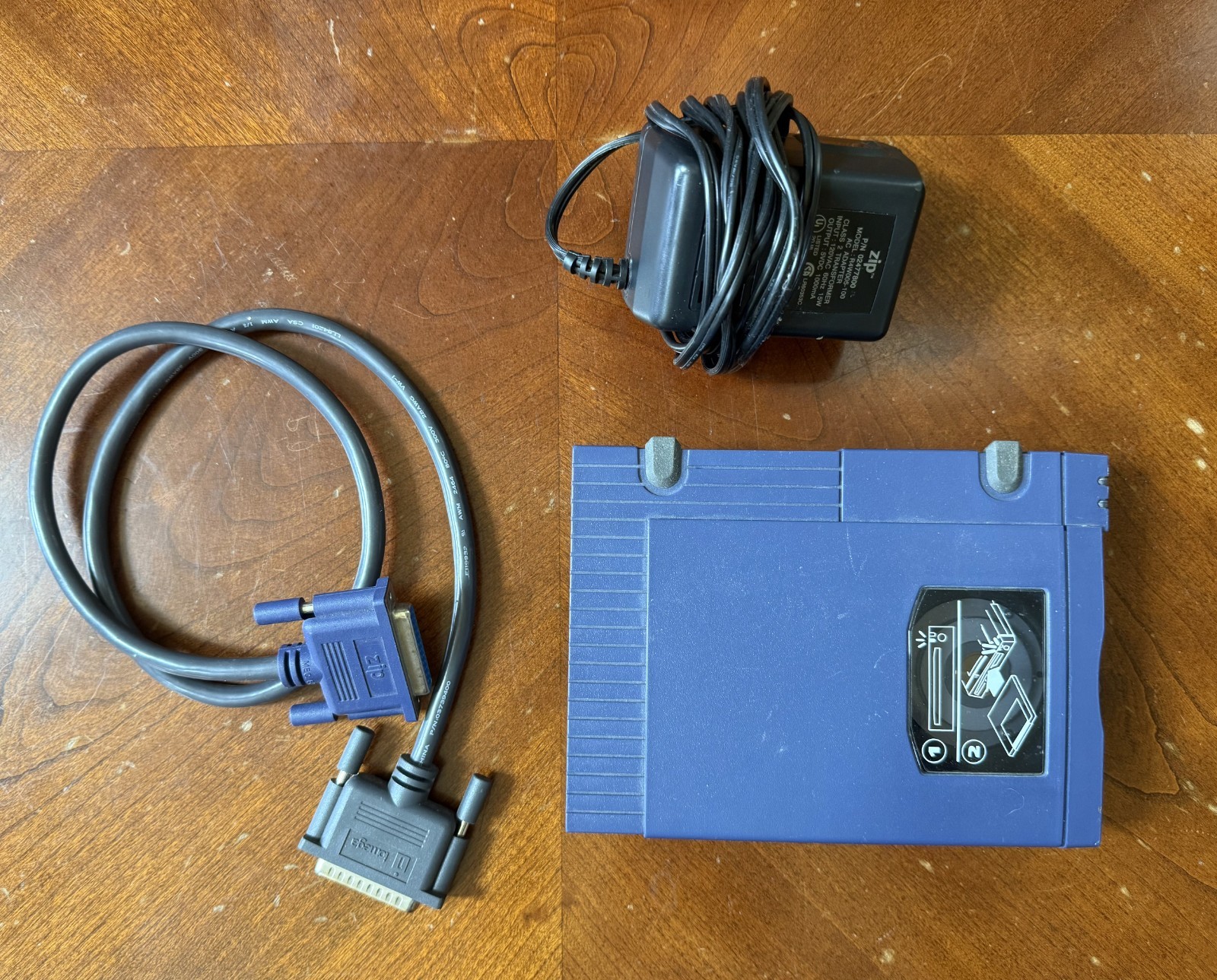 Iomega Zip 100 External Parallel Drive ZIP100 w/ Power Adapter & Cable Tested
