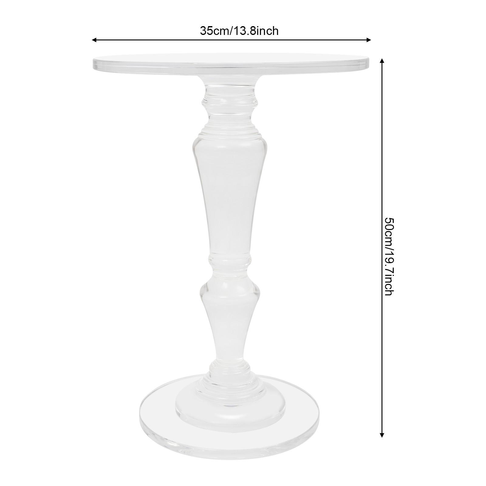 Clear Acrylic Side Table Round Ende Table Drink Table for Small Space 13.8"x19”