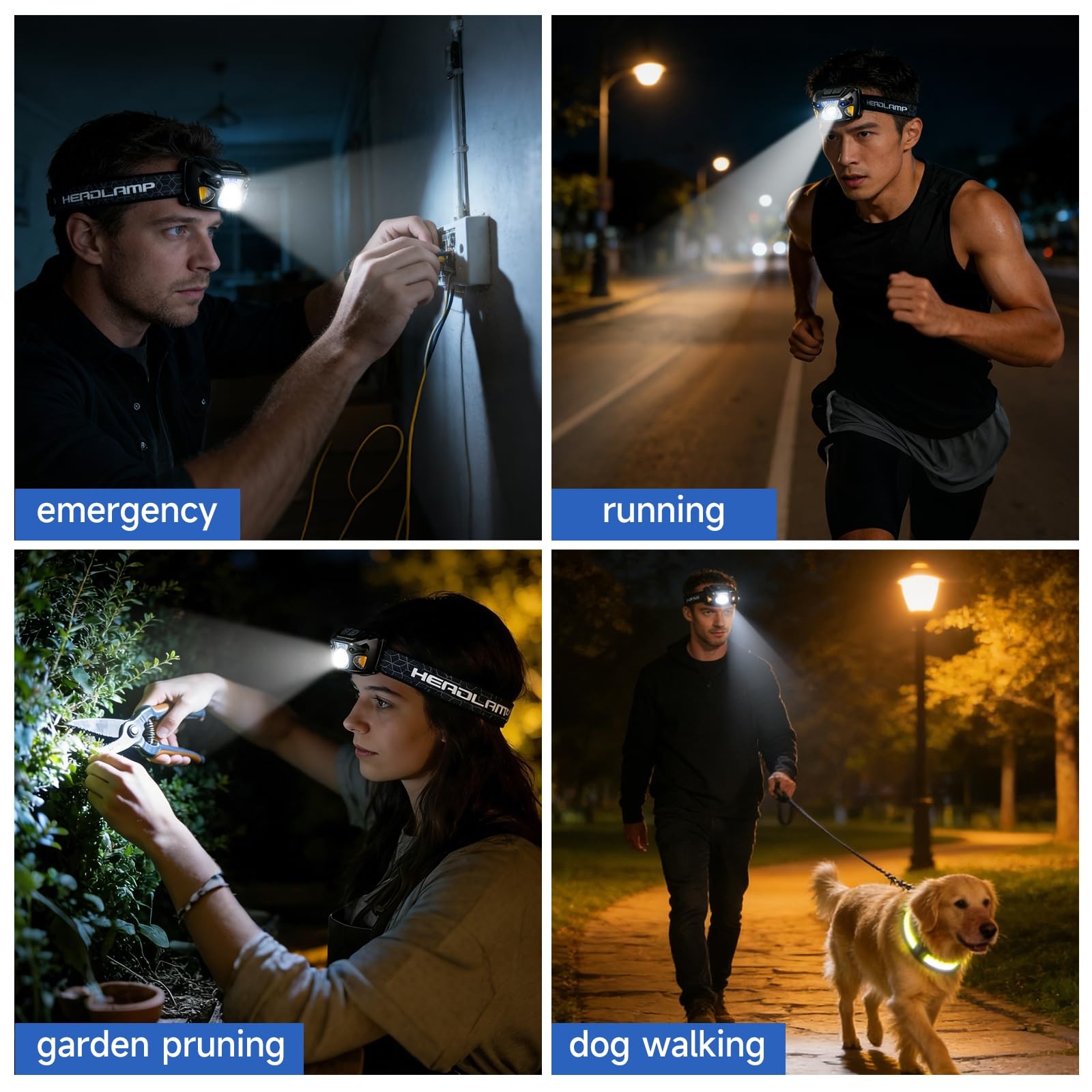 2 Sets High-End Comfortable Camping & Work Headlamp, Long Endurance Lighting ...