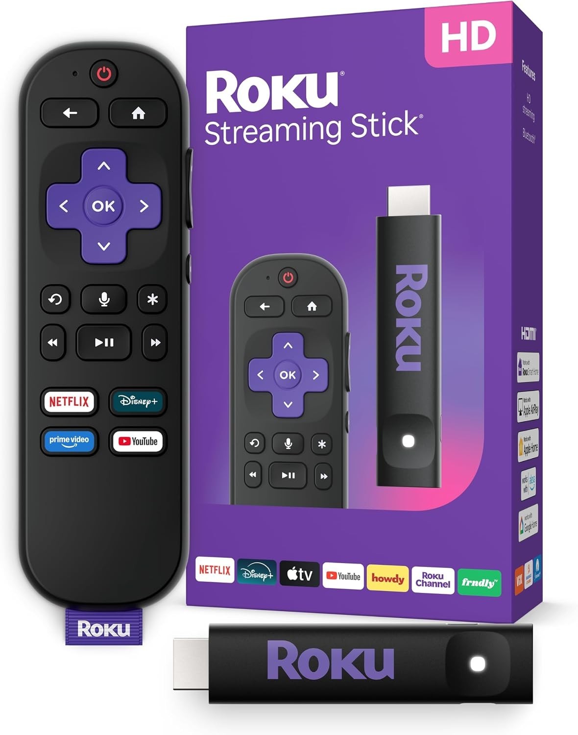 Roku Streaming Stick HD 2025 - HD Roku Streaming Device for TV with Voice Remote