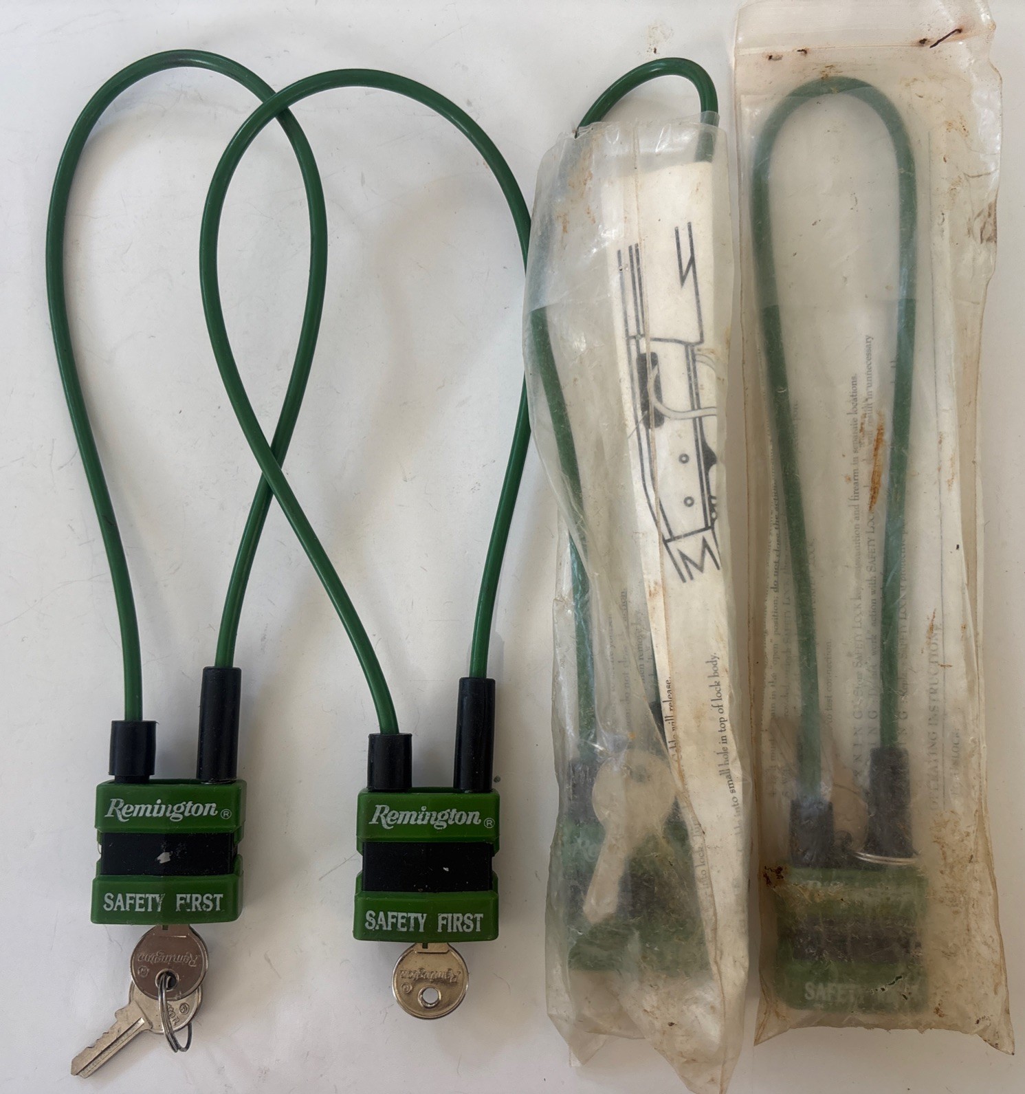 Remington Green Safety First Gun Vinyl Cable Lock Lot of 4