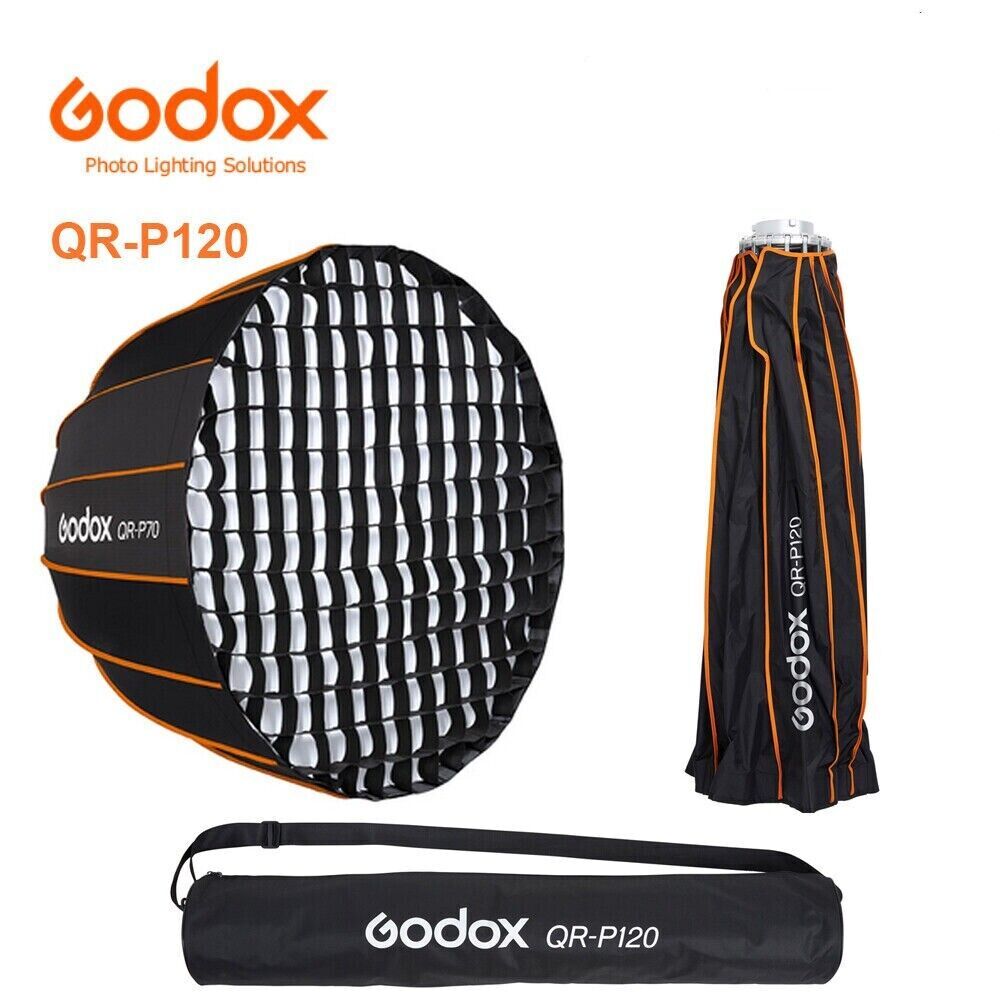 Godox QR-P120 Deep Parabolic Bowens Quick Setup Softbox+ Grid for VL150 SL200WII