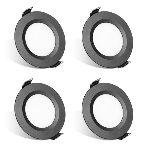 LED Puck Lights,Rv Led Lights Interior 12v with Dimmer 4 Pack Black-3 Colors