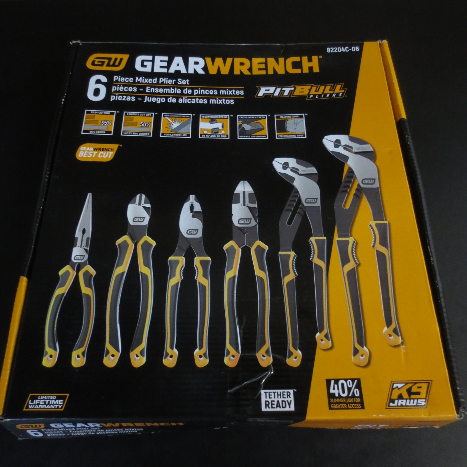 Gearwrench 6 Piece PITBULL Dual Material Mixed Plier Set 82204C-06
