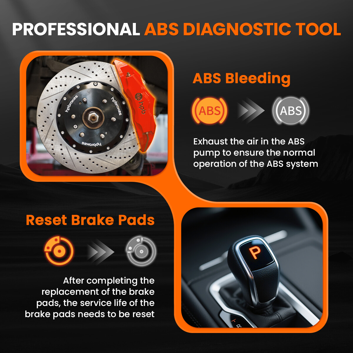Car ABS SRS Engine Fault Diagnostic Tools OBD2 Scanner Code Reader EPB/ABS Reset