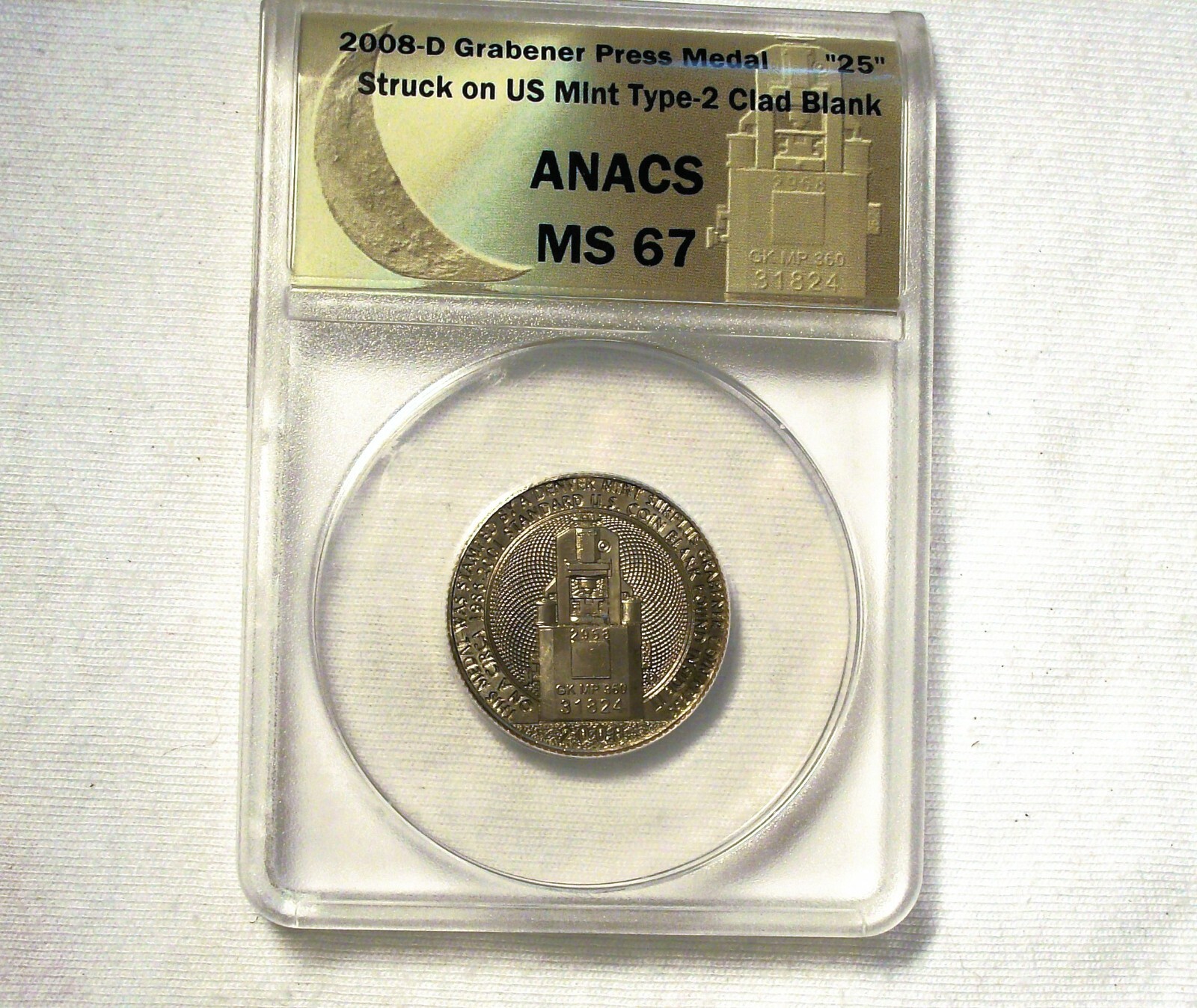 Daniel Carr - 2008-D Denver Mint Grabener Coin Press Medal