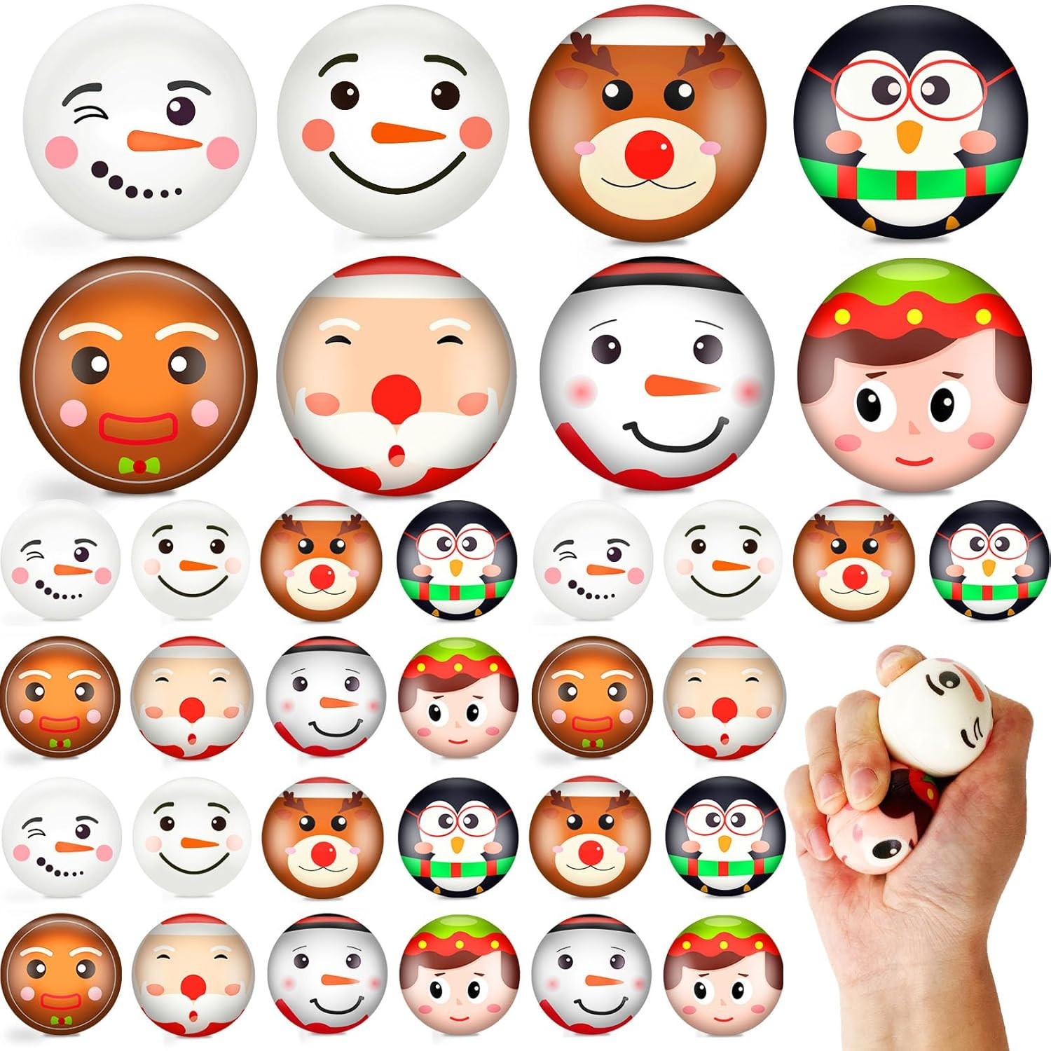40 PCS Christmas Stress Balls,Christmas Bouncy Squeeze Balls,Foam PU Stress Reli