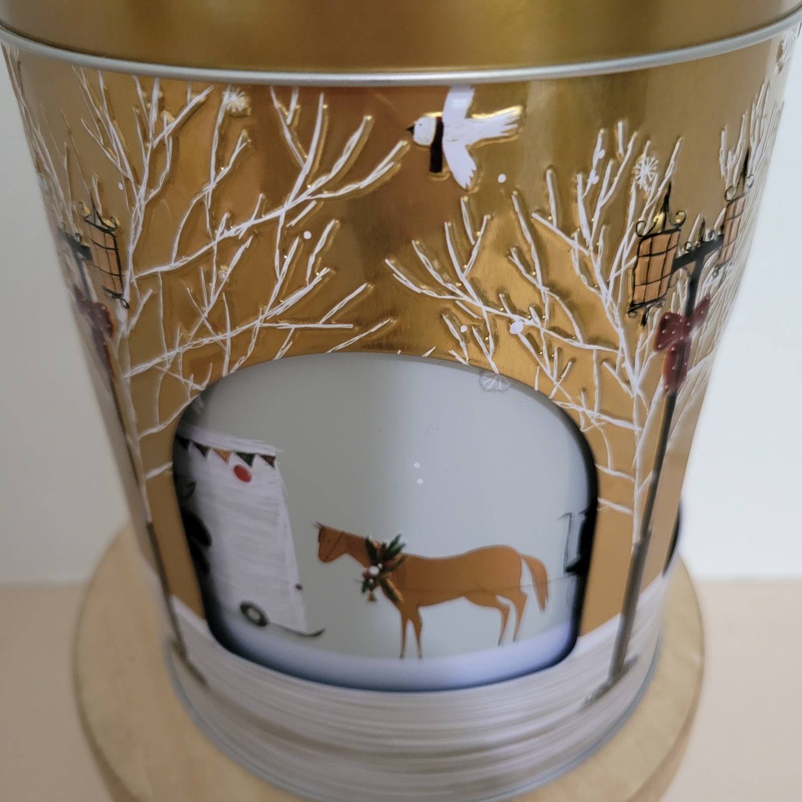 Stockmeyer Rotating Music Candy Tin Holiday Winter Scene Empty