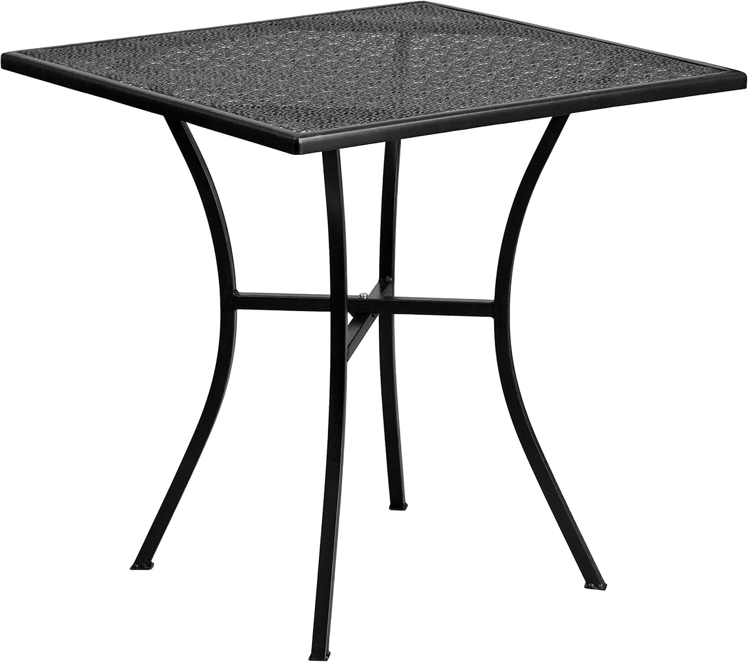 Oia 28" Commercial Grade Steel Patio Table, Modern Square Rain Flower Design Out