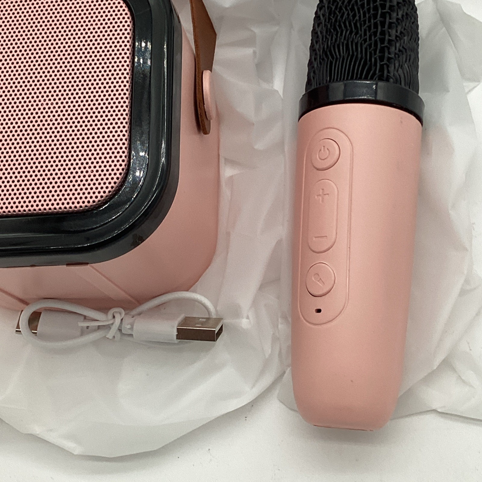 Mini Karaoke Machine Pink Portable Sound System Bluetooth Speaker & Microphone