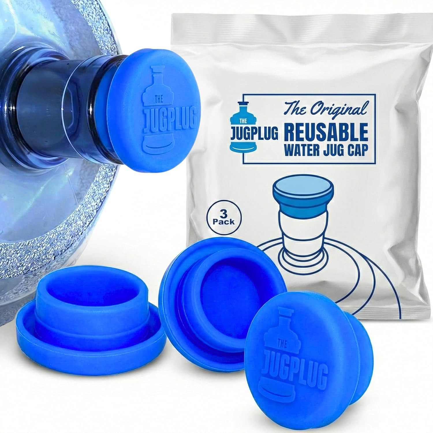 Jug Plug the Original 5 Gallon Water Jug Cap Reusable - No Spill Silicone 5 Gall