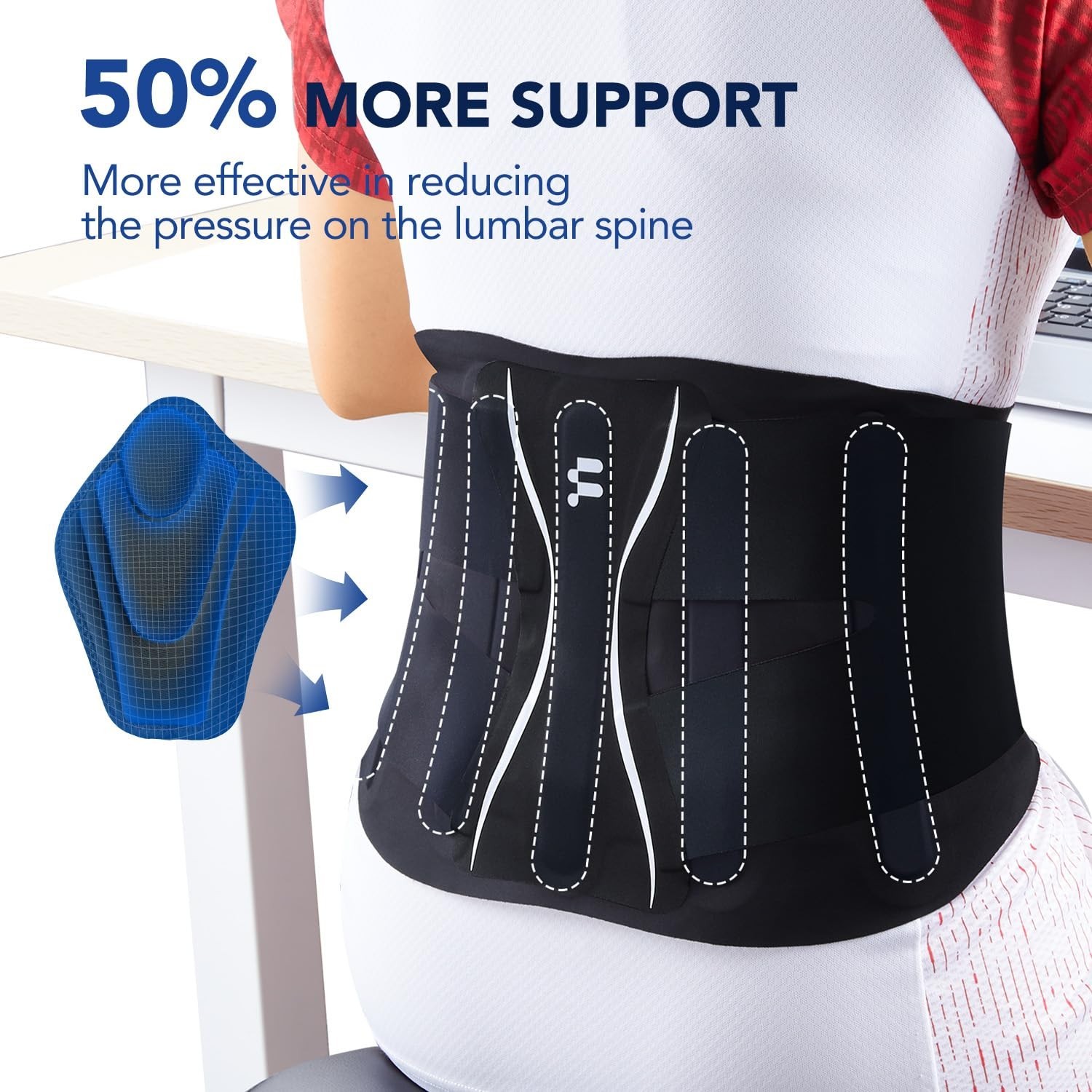 Ultra Thin Back Brace for Lower Back Pain Relief, Enhanced Lumbar Support Sys...