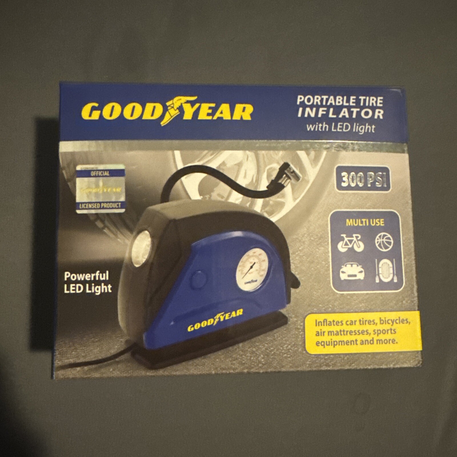 Goodyear Portable Tire Inflator with LED Light - 300psi 12 volt - #GY1775 - NEW!