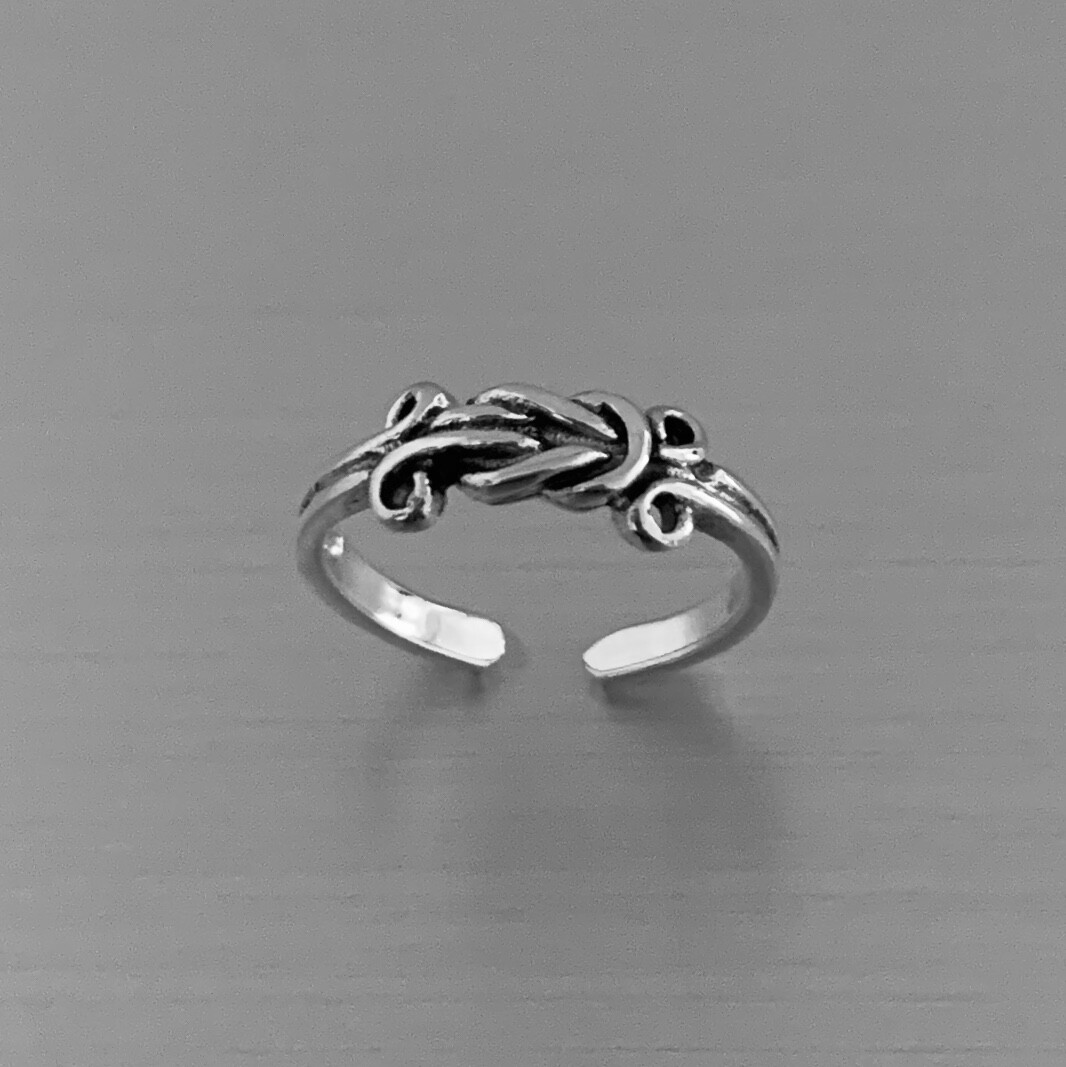 Sterling Silver Long Knot Toe Ring, Silver Ring, Love Ring