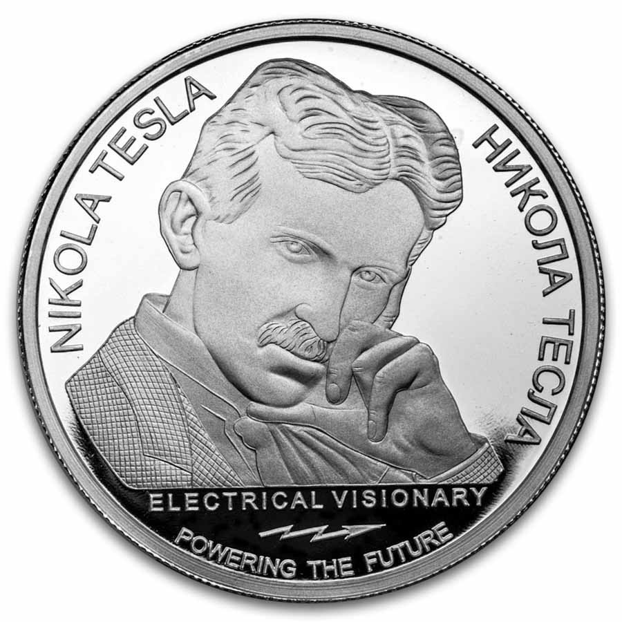 2025 Serbia 1 oz Ag Proof 100 Dinar Tesla: The Earthquake Machine