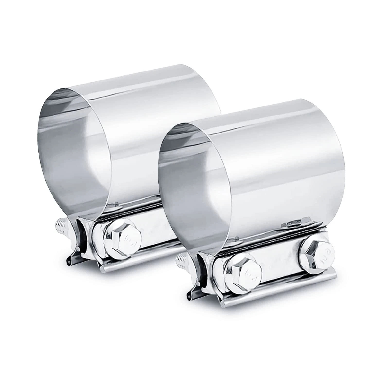 2pcs 1.5 Inch Exhaust Clamp Butt Joint Band Clamp Muffler Sleeve