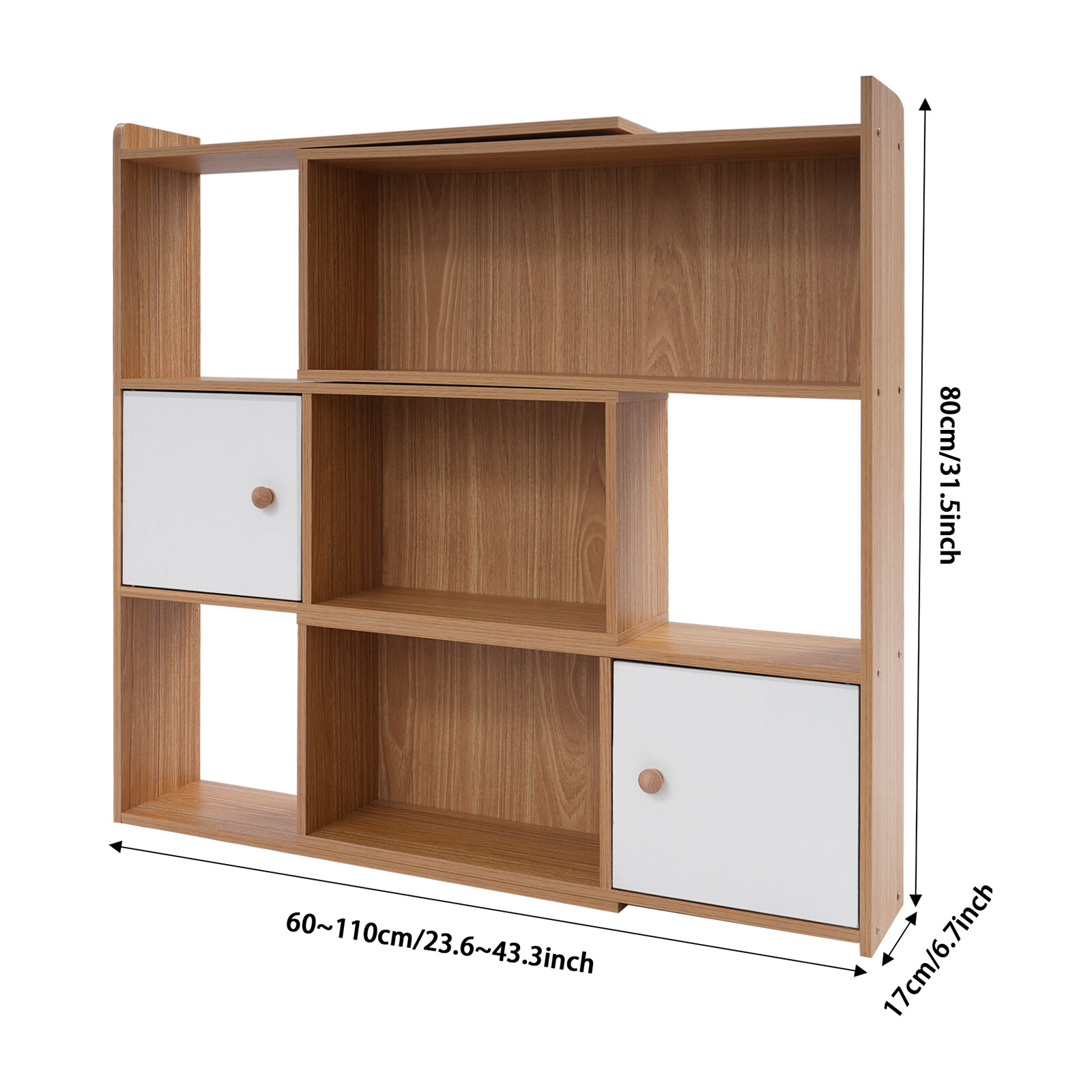 3-tier Bookshelf Stretchable Bookcase Modern Log Color Bookshelf For Home Office