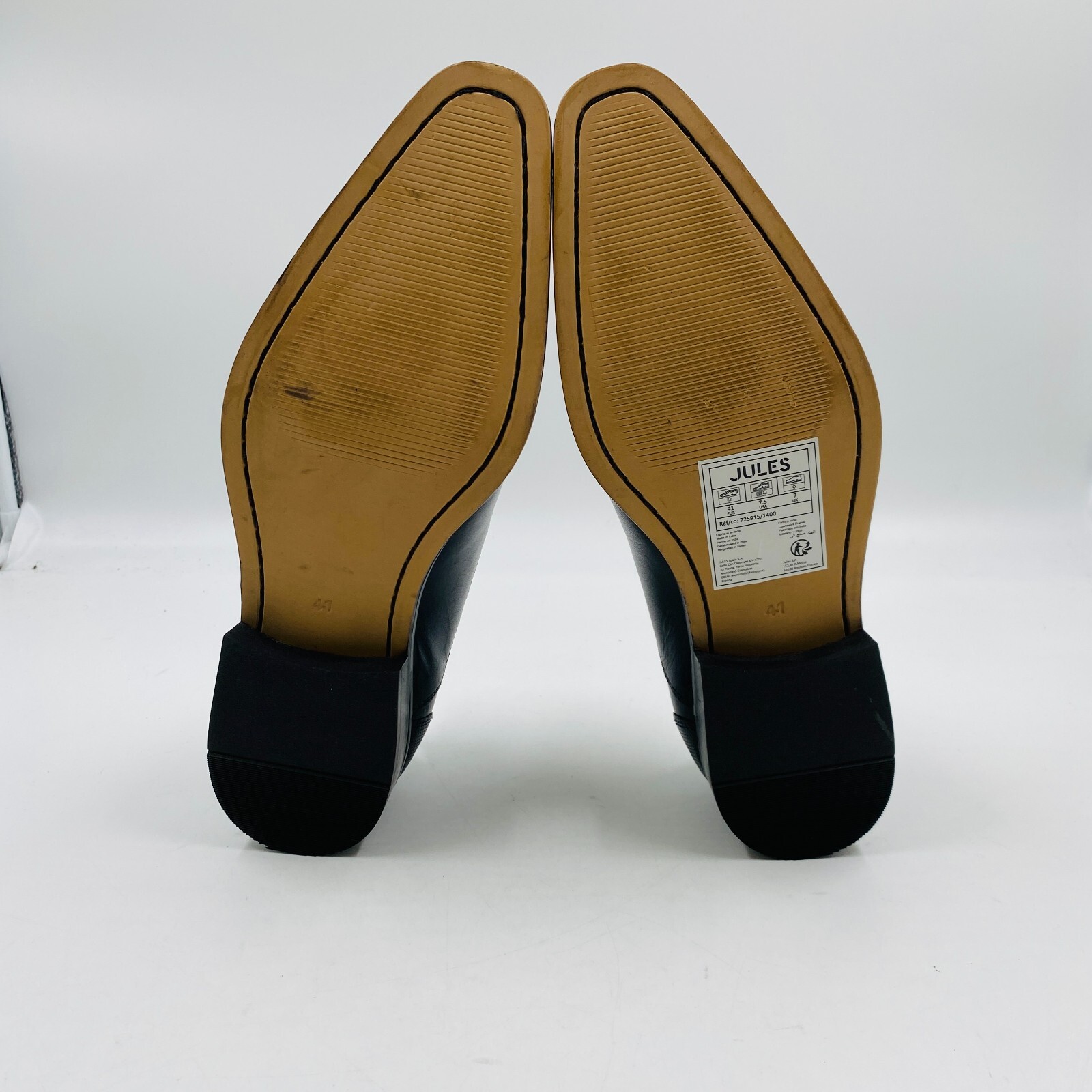 JULES Mens Dark Blue Designer Leather Formal Shoes EUR 41 UK 7 US 7.5