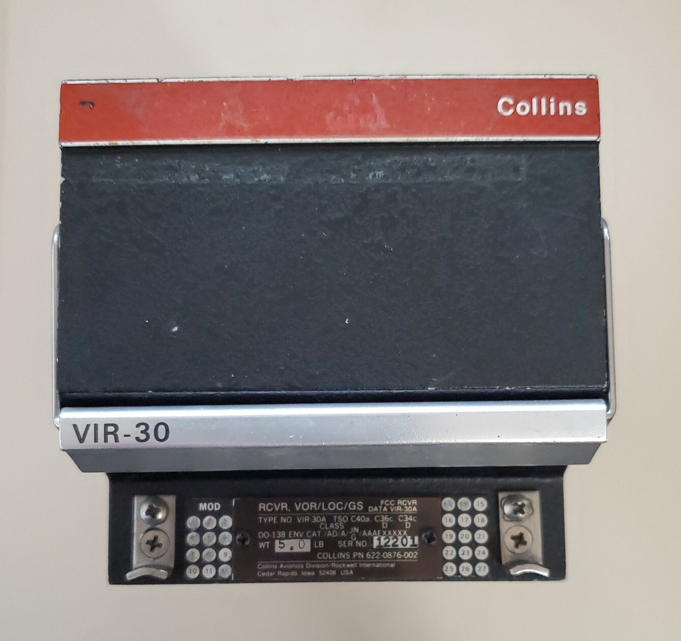 Collins VIR-30A VOR/LOC/GS Receiver PN 622-0876-002