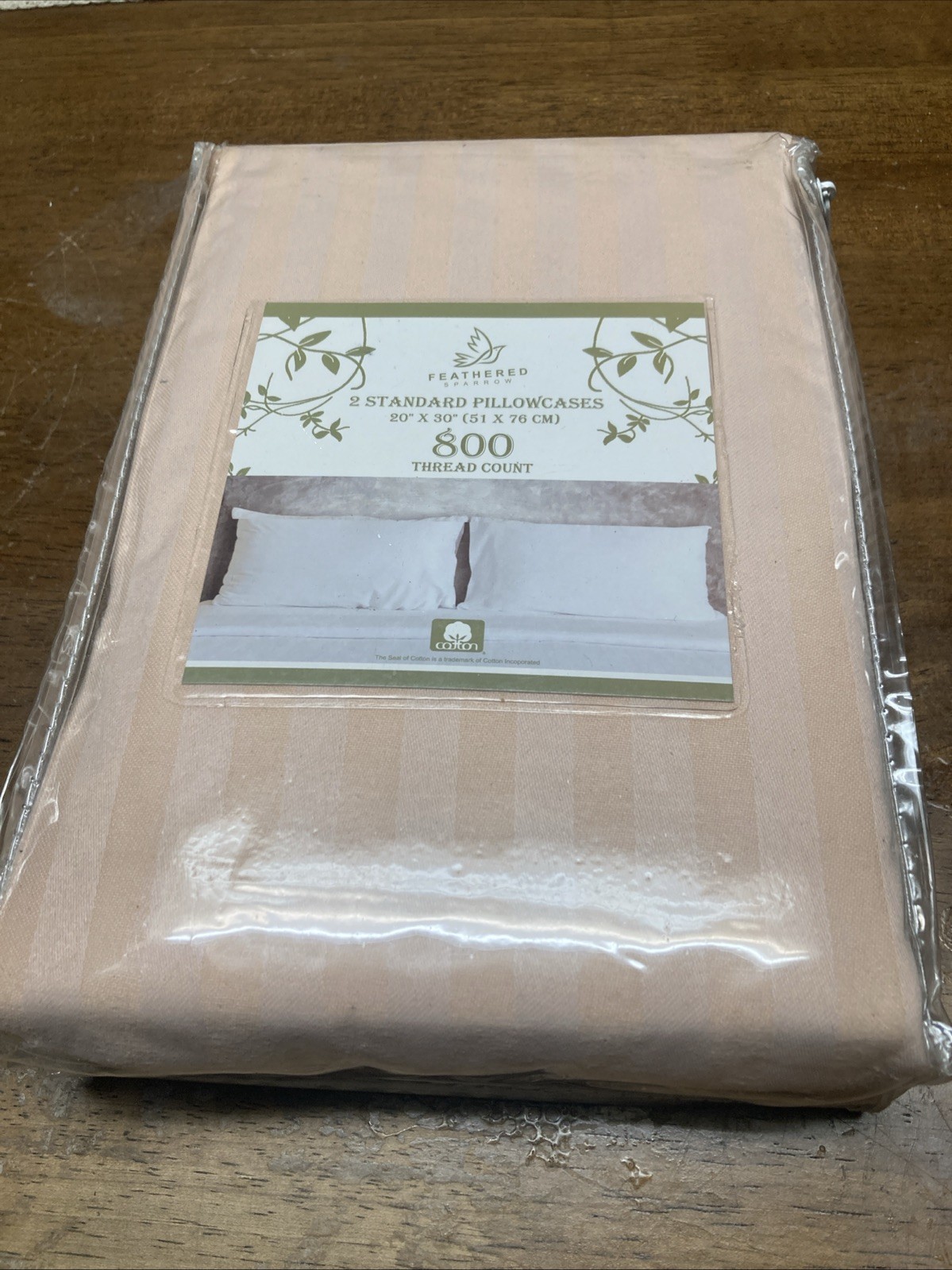Feathered Sparrow 2 Standard Pillowcases 20”x30” 800 Thread Count, Blush Color