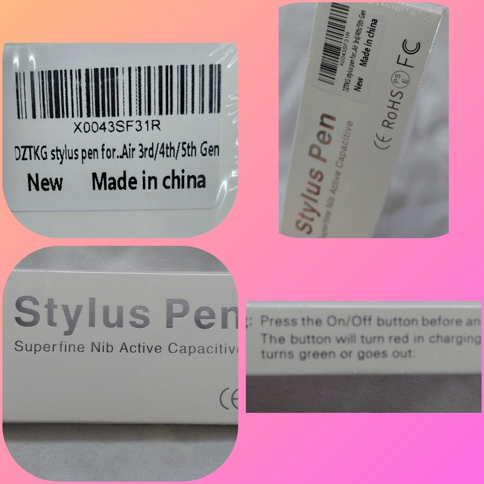DZTKG Active Stylus Pen for Apple iPad Air 3rd 4th 5th Gen New Sealed White