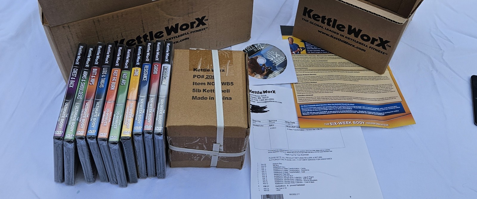 KettleWorx Kettle Worx  10 DVDs & 5 LB Pound Kettle Bell Set
