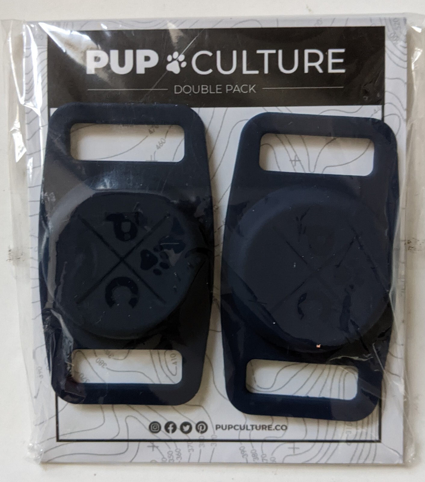 2 Pup Culture Air Tag Holders Dark Navy Blue Silicone Airtag Collar Attachment