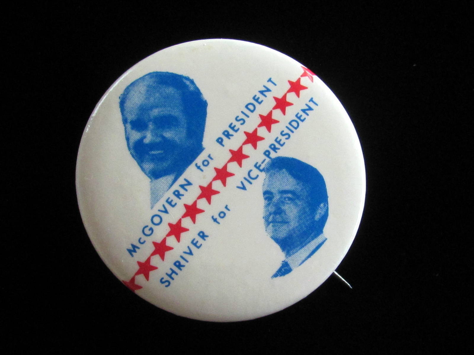 1972  McGovern for President 1 1/2" Pinback Button Shriver for Vice President