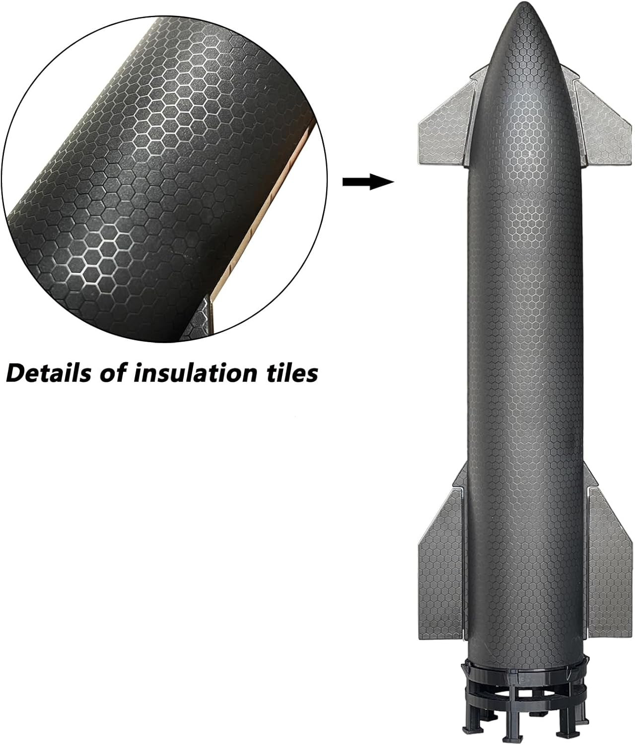 1:144 Scale Spacex Starship Model 13.43In Height Durable Plastic Material, Inclu