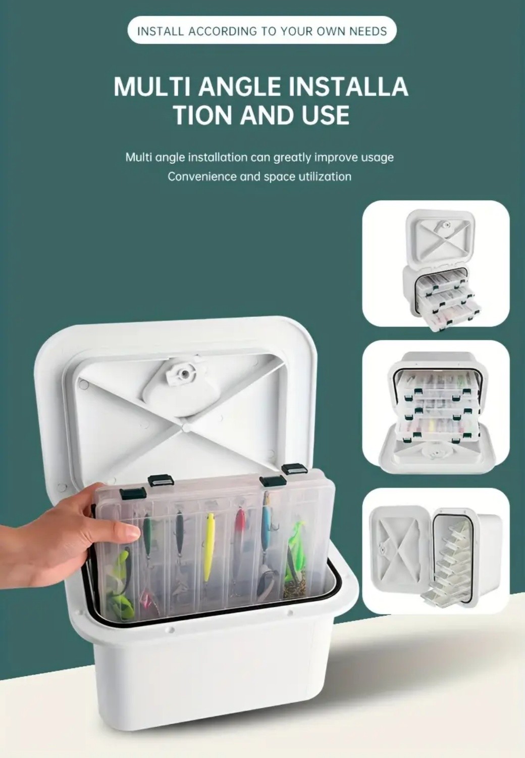 Boat Storage Box, ABS Hard Lockable Fishing Tackle Boxes,White Marine Deck Boxes