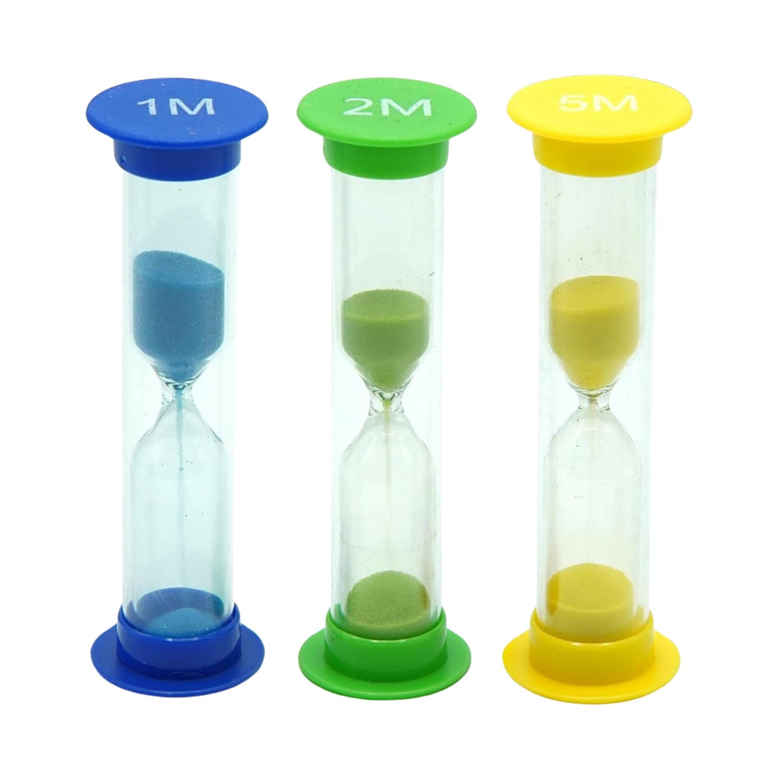 TeacherFav Sand Timer for Kids Small - Pack of 3, Multicolor - 1, 2, 5 Mint