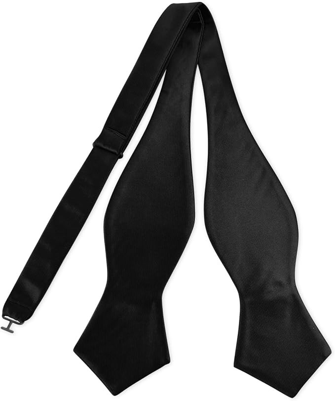 Men'S Exquisite Woven Silk Self Bowtie Solid Diamond Bow Ties Black