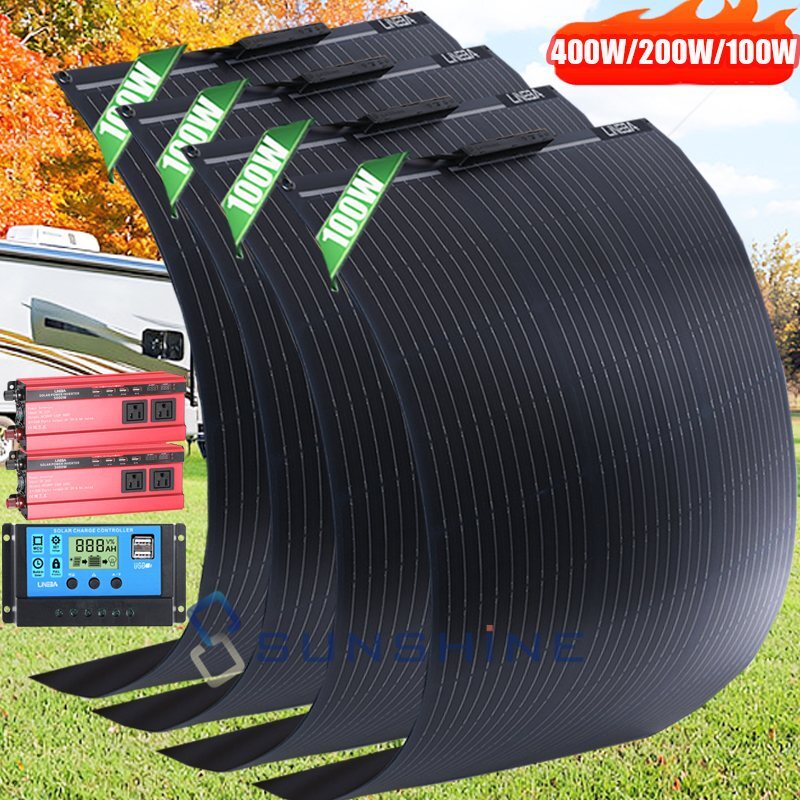 400W 200W PV Flexible Solar Panel Off-grid Mono for Power Station RV Boat Camper