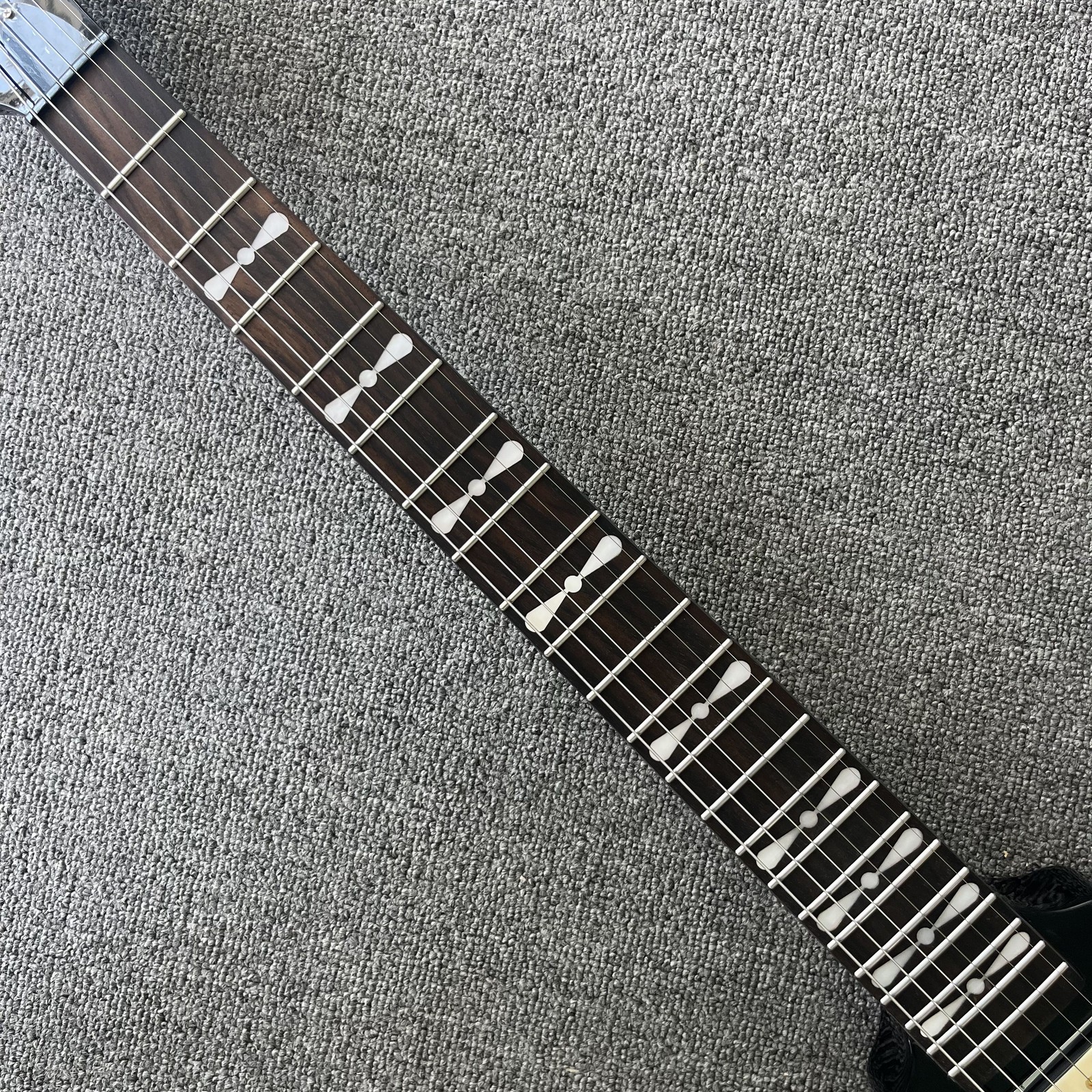 Solid Electric Guitar V Shape H-H Pickups Polka Dot Black Finish Chriome HW