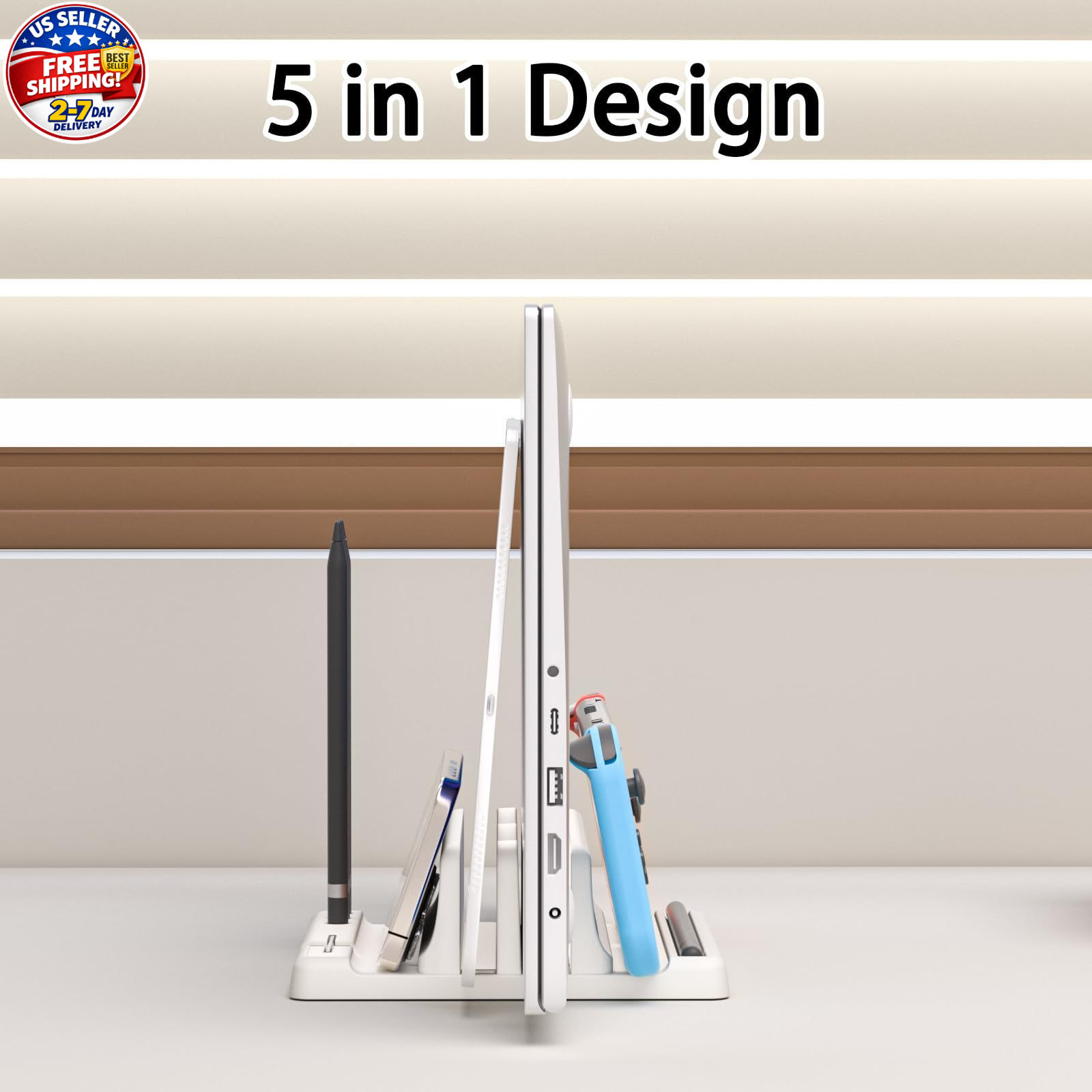 Ahonnpely Vertical Laptop Stand Holder - Adjustable ABS Plastic White