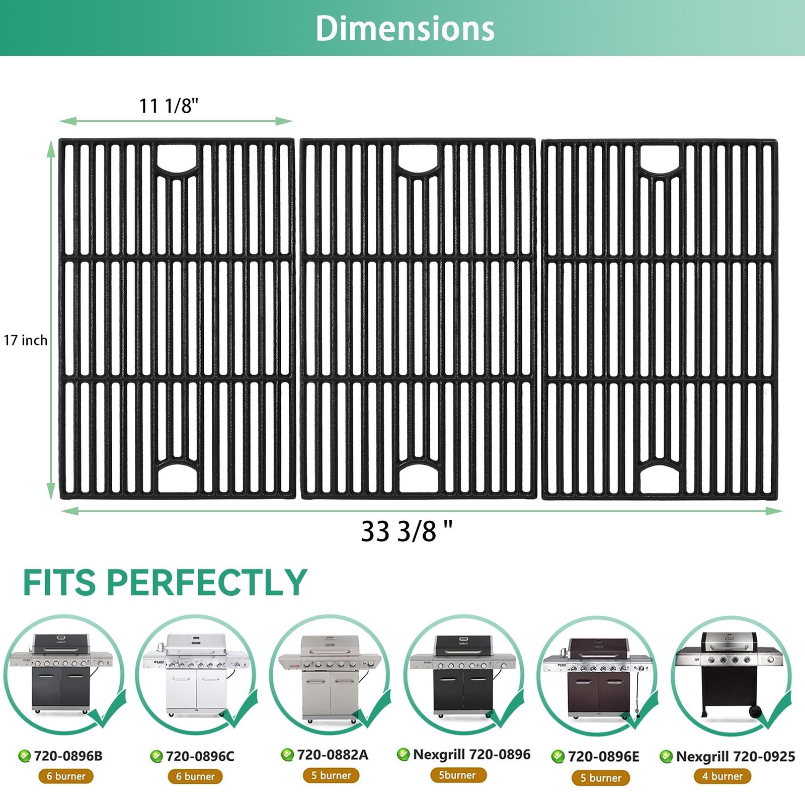 17 inch 720 0896b Grill Grates for Nexgrill 6 Burner 720-0896B 720-0898 720-0...