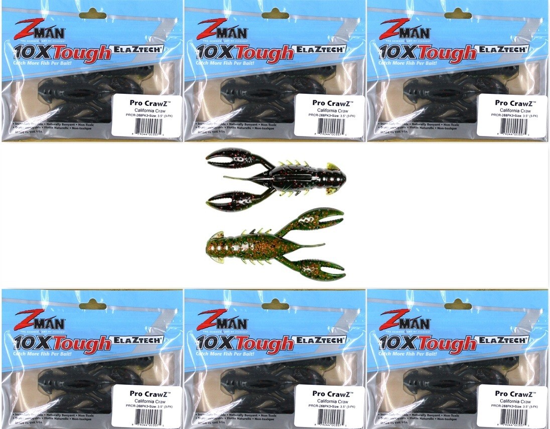 (6) Unopened Packs Bags Z-Man 3.5"  3 1/2" PRO Crawz California Craw Brand New